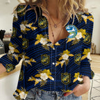 (Custom Text And Number) Parramatta Eels Rugby Women Casual Shirt Polynesian Tribal Mix Tropical Hawaiian Style LT14