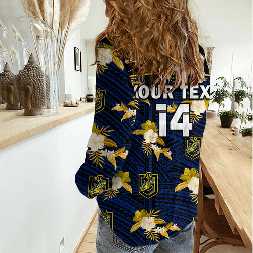 (Custom Text And Number) Parramatta Eels Rugby Women Casual Shirt Polynesian Tribal Mix Tropical Hawaiian Style LT14