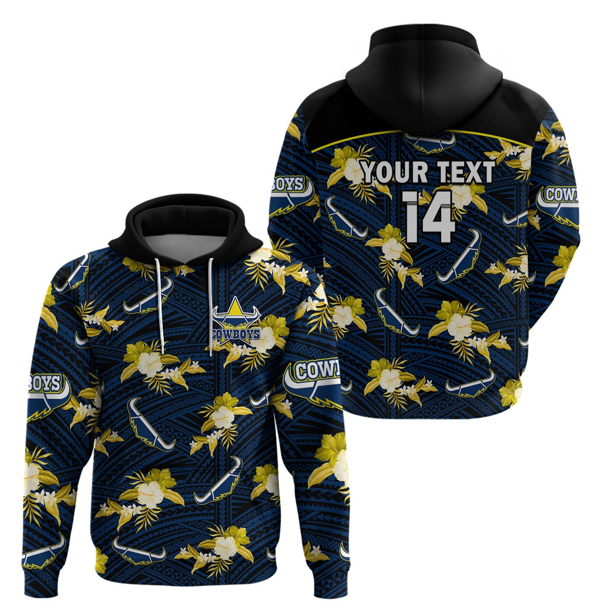 custom-text-and-number-cowboys-rugby-hoodie-polynesian-tribal-mix-tropical-hawaiian-blue-style