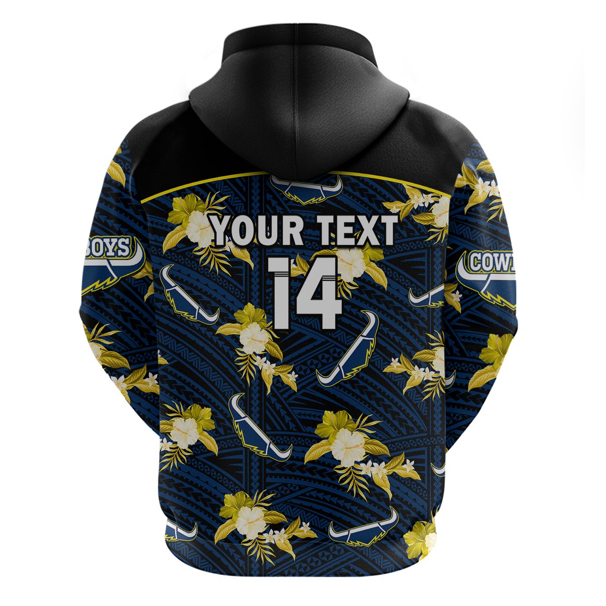 custom-text-and-number-cowboys-rugby-hoodie-polynesian-tribal-mix-tropical-hawaiian-blue-style