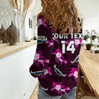(Custom Text And Number) Cowboys Rugby Women Casual Shirt Polynesian Tribal Mix Tropical Hawaiian Pink Style LT14