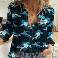 (Custom Text And Number) Sharks Rugby Women Casual Shirt Polynesian Tribal Mix Tropical Hawaiian Style LT14