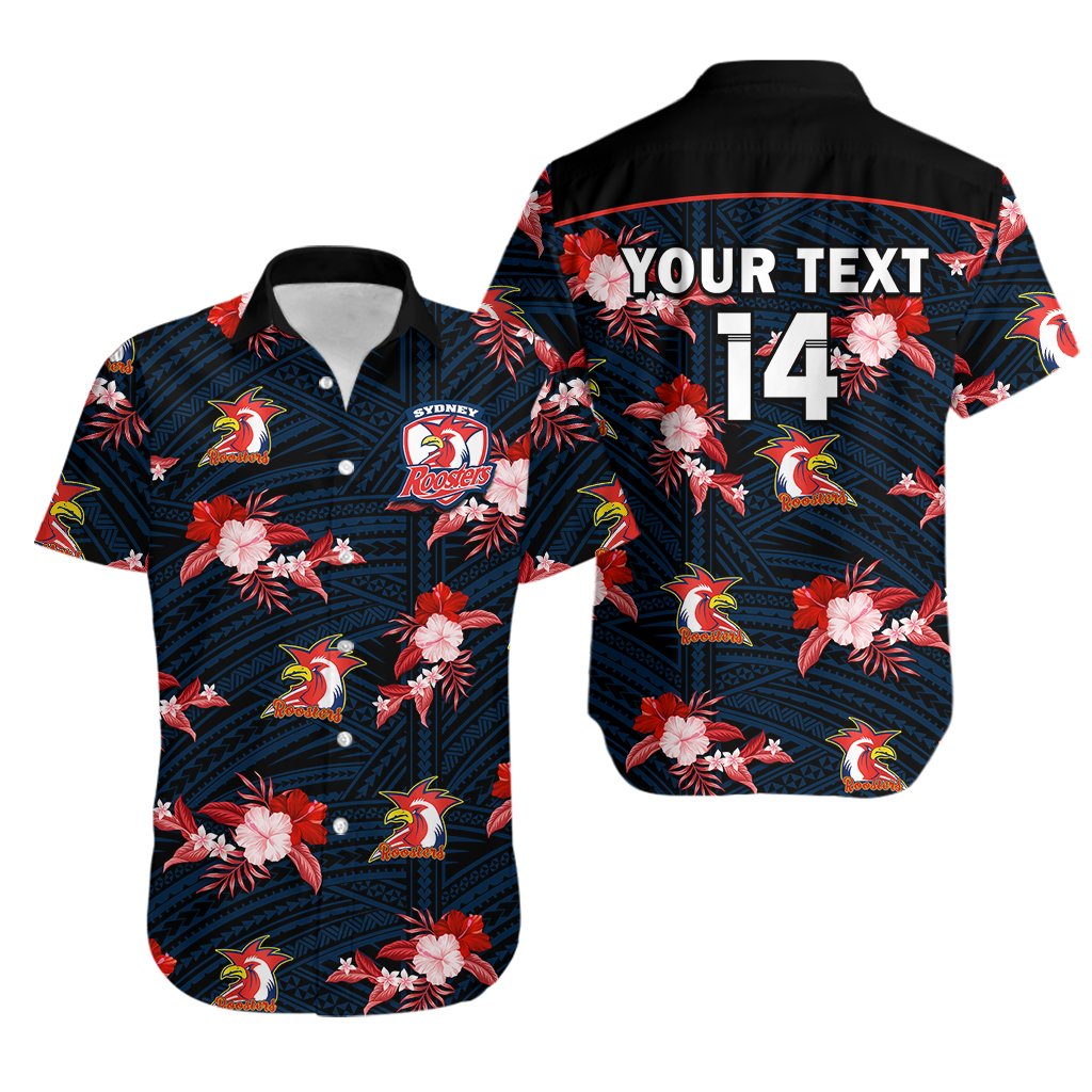 custom-text-and-number-roosters-rugby-hawaiian-shirt-polynesian-tribal-mix-tropical-hawaiian-style
