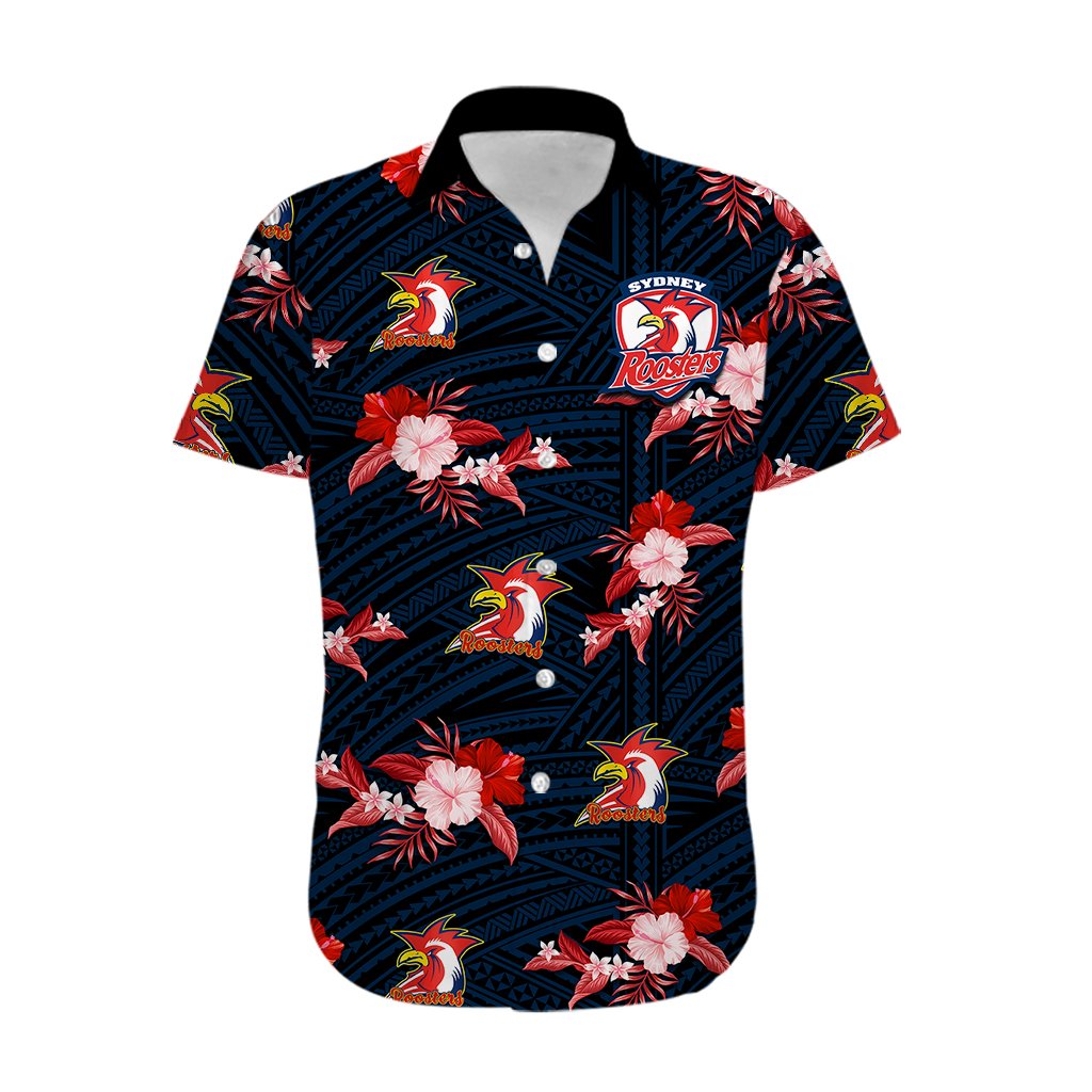 custom-text-and-number-roosters-rugby-hawaiian-shirt-polynesian-tribal-mix-tropical-hawaiian-style