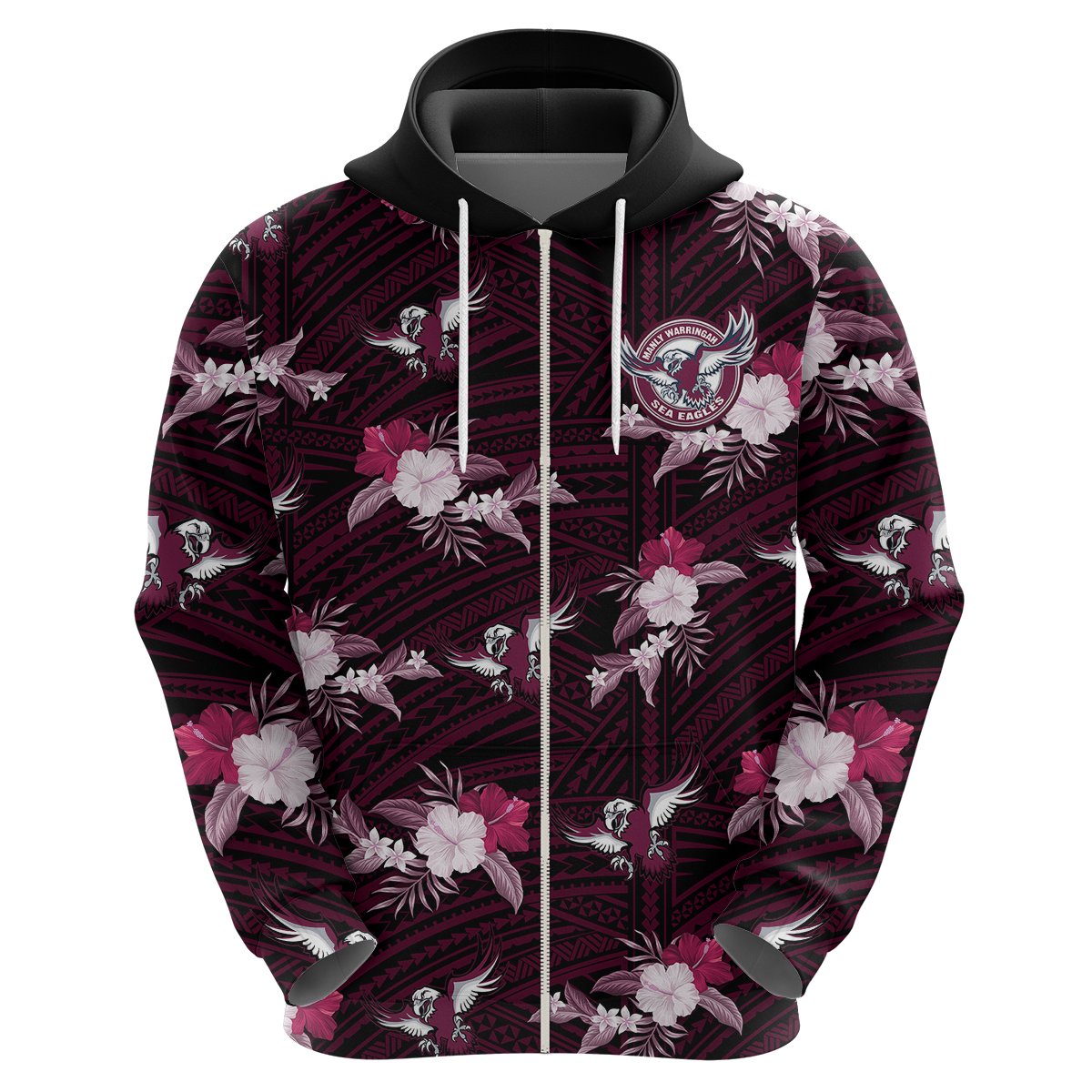 custom-text-and-number-sea-eagles-rugby-hoodie-polynesian-tribal-mix-tropical-hawaiian-style