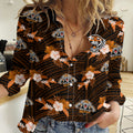 (Custom Text And Number) Wests Tigers Rugby Women Casual Shirt Polynesian Tribal Mix Tropical Hawaiian Style LT14