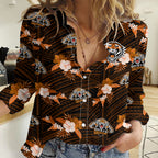 (Custom Text And Number) Wests Tigers Rugby Women Casual Shirt Polynesian Tribal Mix Tropical Hawaiian Style LT14