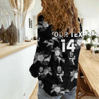 (Custom Text And Number) Warriors Rugby Women Casual Shirt NZ Polynesian Tribal Mix Tropical Hawaiian Style LT14