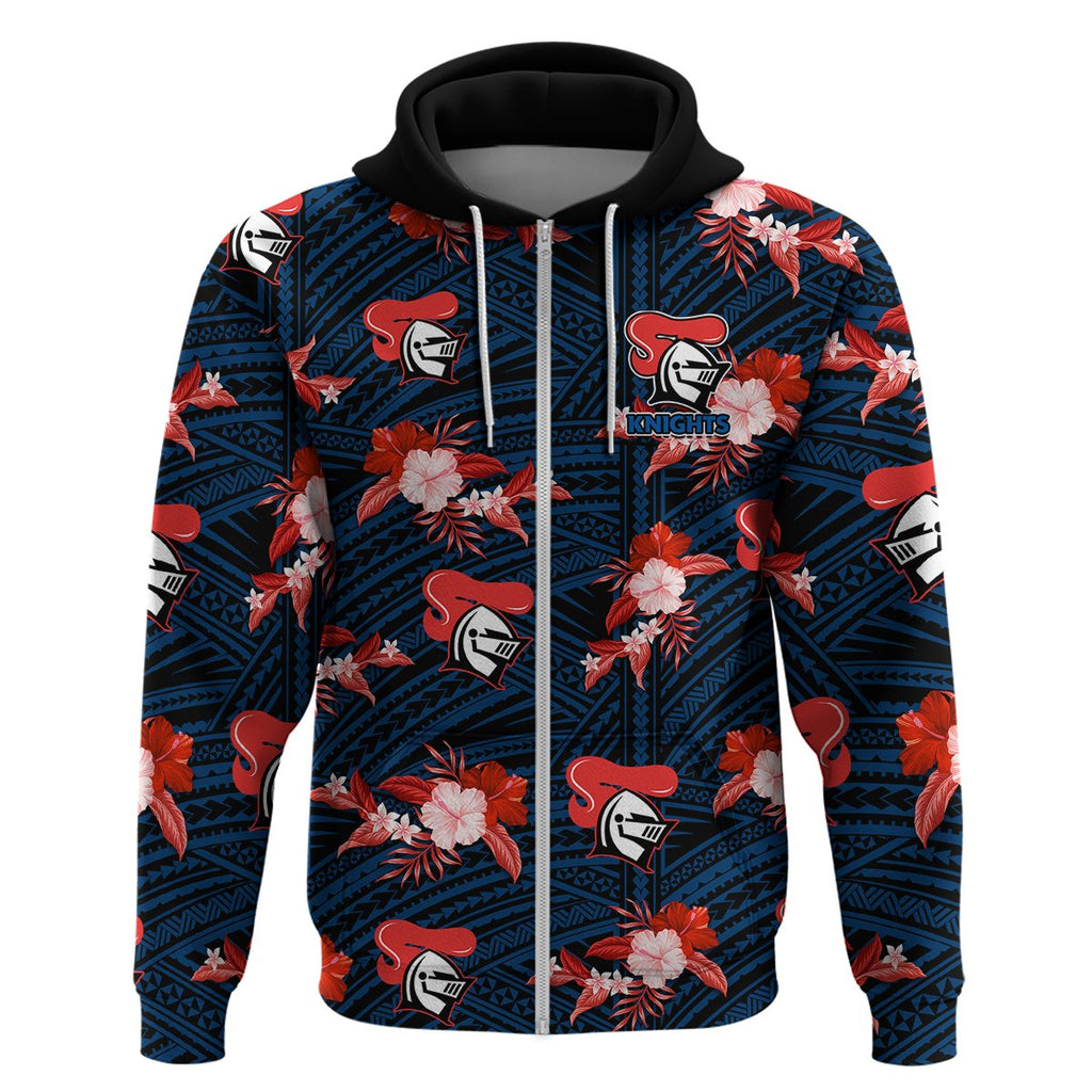 custom-text-and-number-newcastle-knights-rugby-hoodie-polynesian-tribal-mix-tropical-hawaiian-style