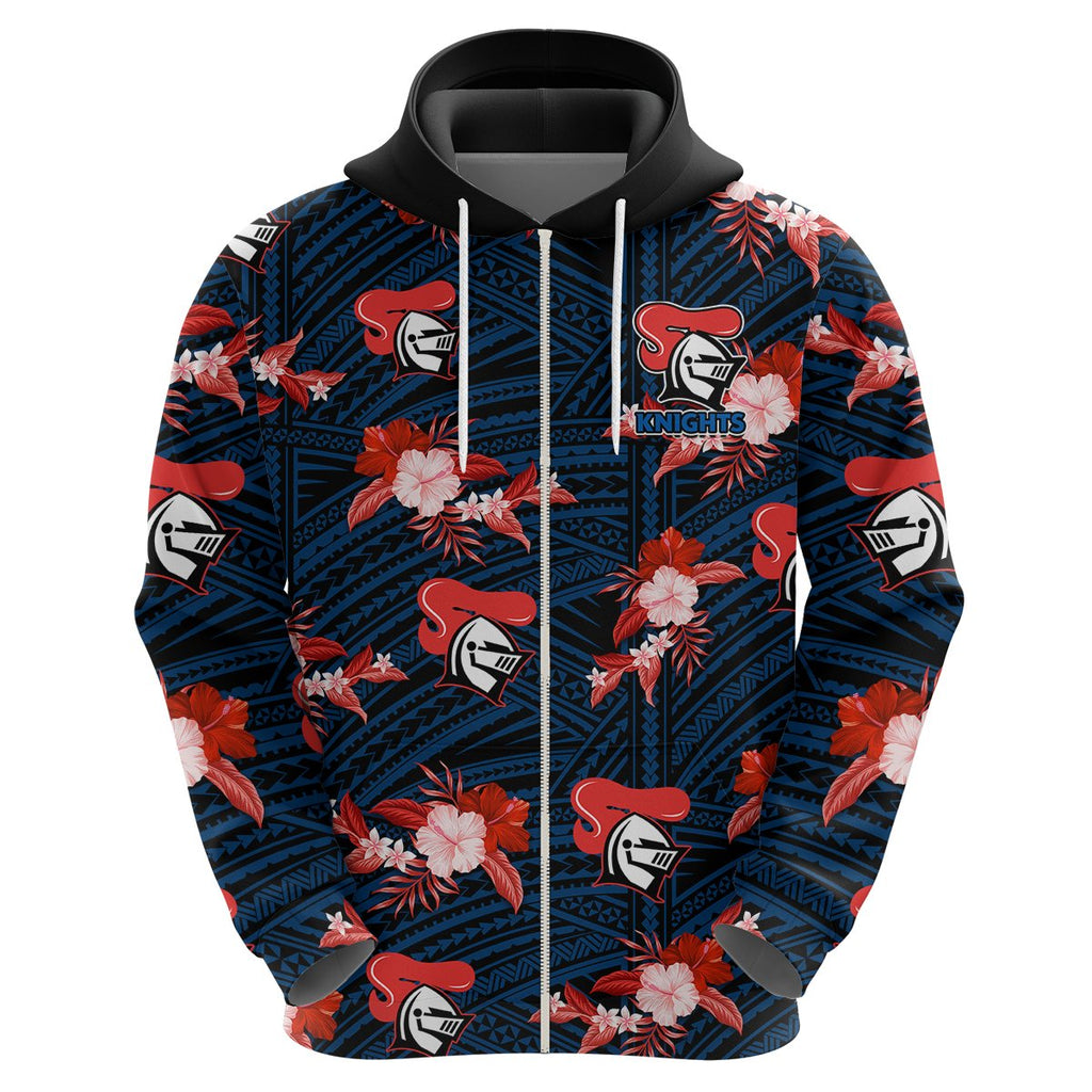 custom-text-and-number-newcastle-knights-rugby-hoodie-polynesian-tribal-mix-tropical-hawaiian-style