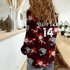 (Custom Text And Number) Dolphins Rugby Women Casual Shirt Polynesian Tribal Mix Tropical Hawaiian Style LT14