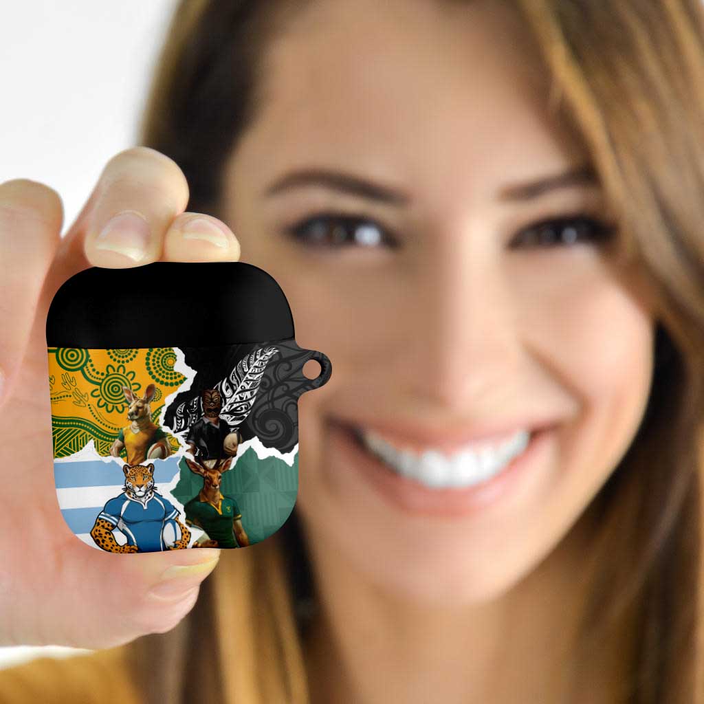 Rugby 2025 Championship AirPods Case Southern Hemisphere Countries Mascots - Aussie Hoodie