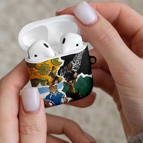 Rugby 2025 Championship AirPods Case Southern Hemisphere Countries Mascots - Aussie Hoodie