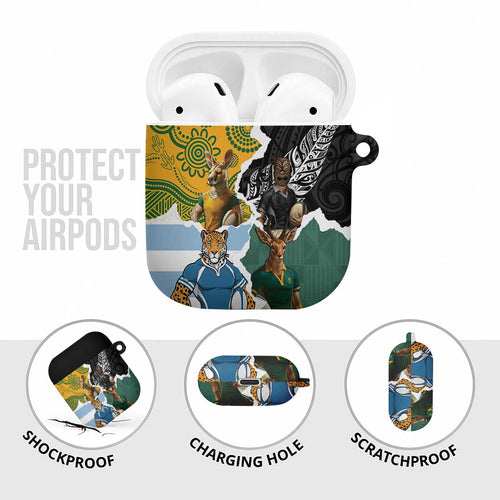 Rugby 2025 Championship AirPods Case Southern Hemisphere Countries Mascots - Aussie Hoodie