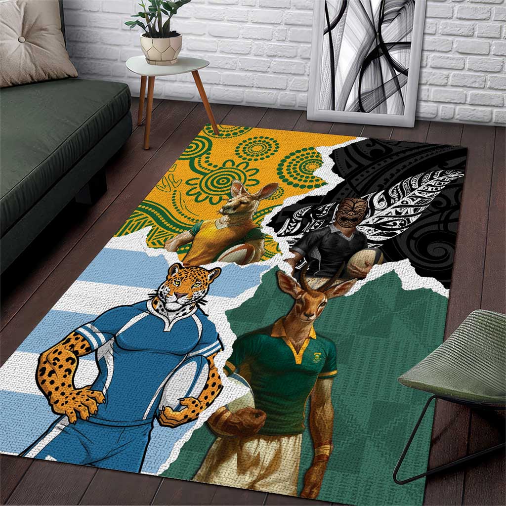 Rugby 2025 Championship Area Rug Southern Hemisphere Countries Mascots - Aussie Hoodie