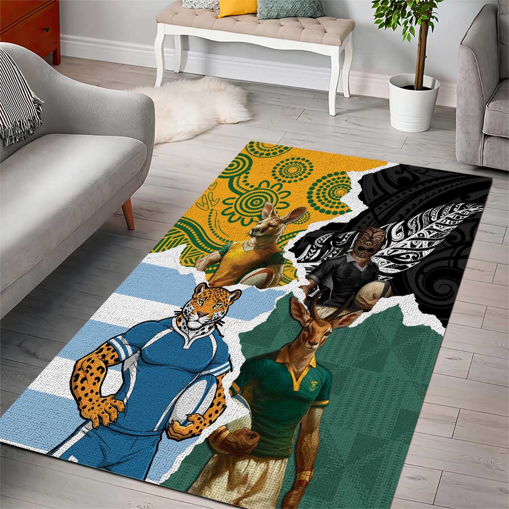 Rugby 2025 Championship Area Rug Southern Hemisphere Countries Mascots - Aussie Hoodie