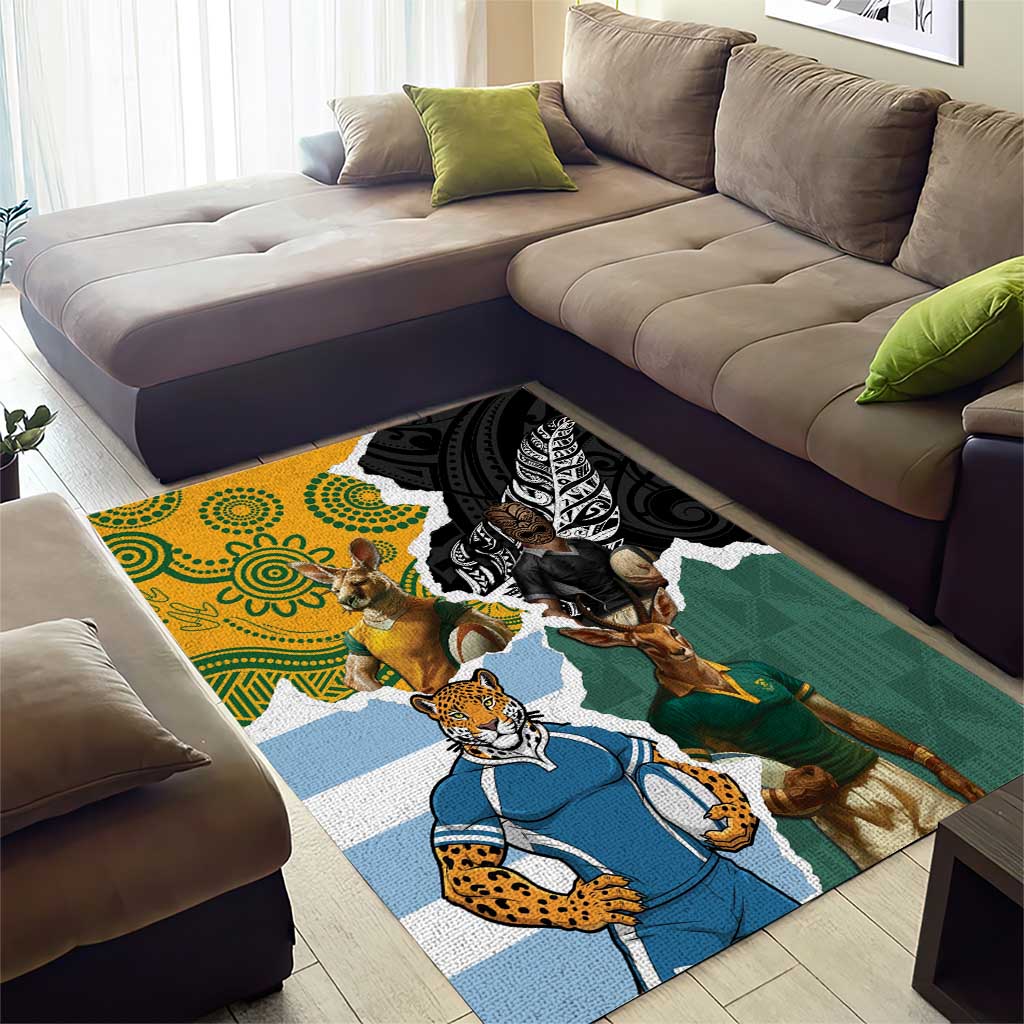 Rugby 2025 Championship Area Rug Southern Hemisphere Countries Mascots - Aussie Hoodie
