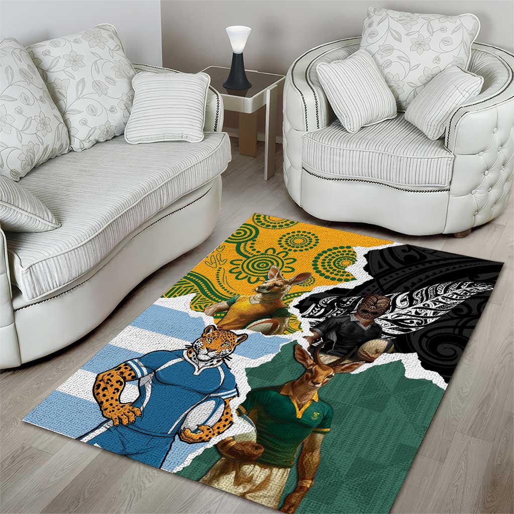 Rugby 2025 Championship Area Rug Southern Hemisphere Countries Mascots - Aussie Hoodie