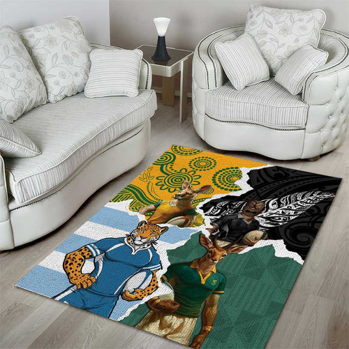 Rugby 2025 Championship Area Rug Southern Hemisphere Countries Mascots - Aussie Hoodie