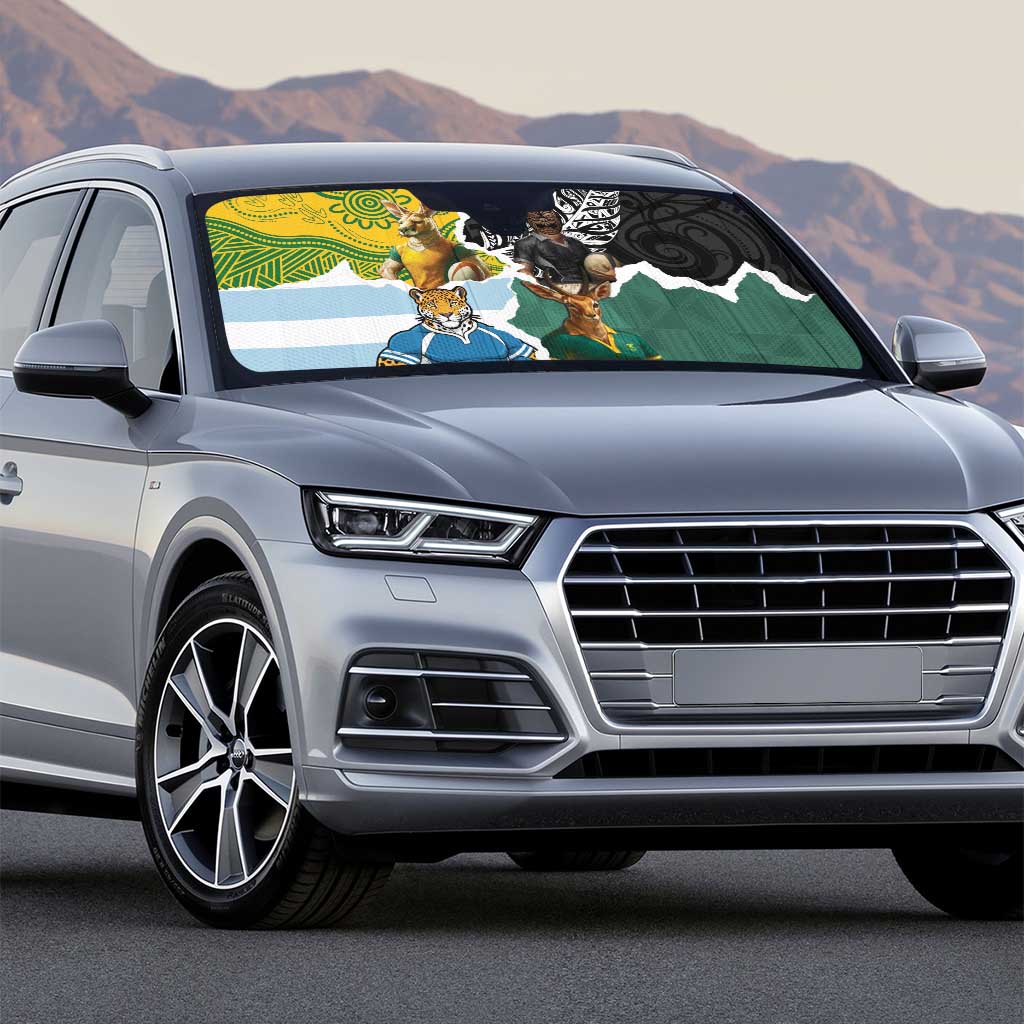 Rugby 2025 Championship Auto Sun Shade Southern Hemisphere Countries Mascots - Aussie Hoodie