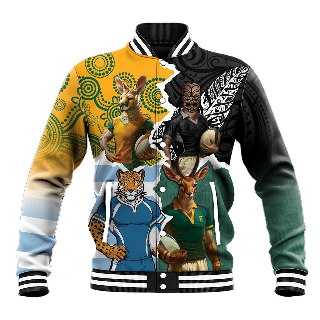 Personalised Rugby 2025 Championship Baseball Jacket Southern Hemisphere Countries Mascots - Aussie Hoodie