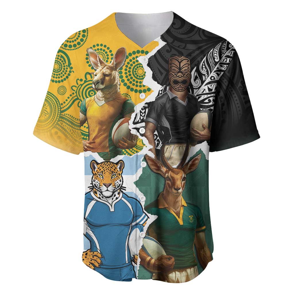 Personalised Rugby 2025 Championship Baseball Jersey Southern Hemisphere Countries Mascots - Aussie Hoodie