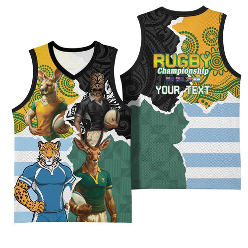Personalised Rugby 2025 Championship Basketball Jersey Southern Hemisphere Countries Mascots - Aussie Hoodie