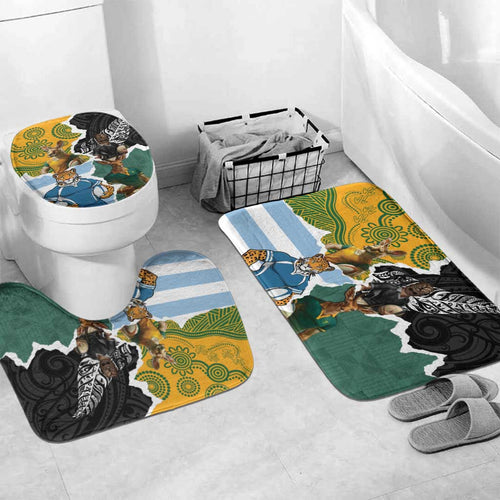 Rugby 2025 Championship Bathroom Set Southern Hemisphere Countries Mascots - Aussie Hoodie
