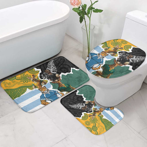 Rugby 2025 Championship Bathroom Set Southern Hemisphere Countries Mascots - Aussie Hoodie