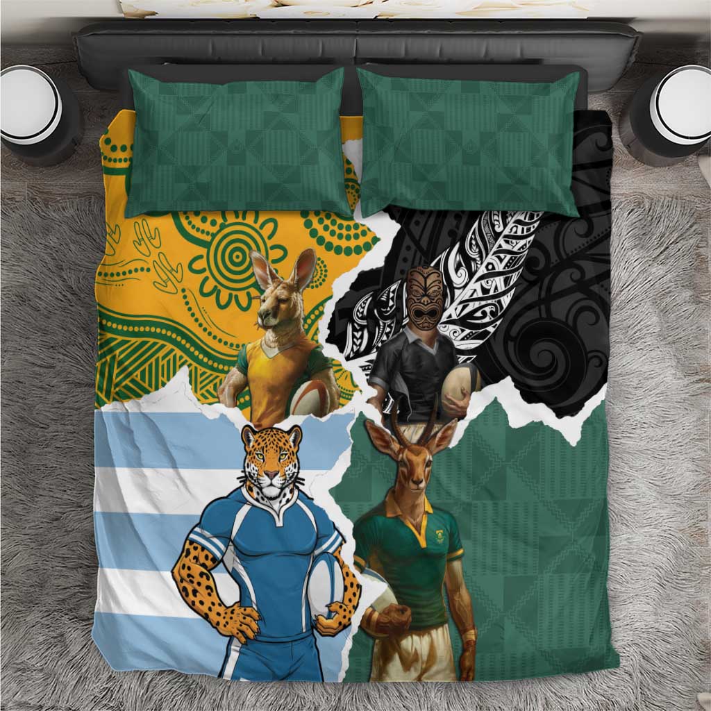 Rugby 2025 Championship Bedding Set Southern Hemisphere Countries Mascots - Aussie Hoodie