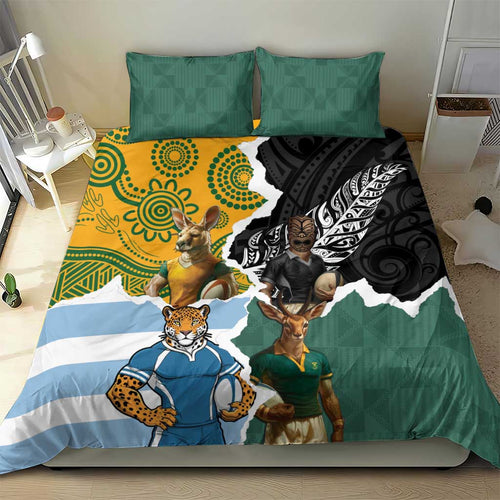 Rugby 2025 Championship Bedding Set Southern Hemisphere Countries Mascots - Aussie Hoodie