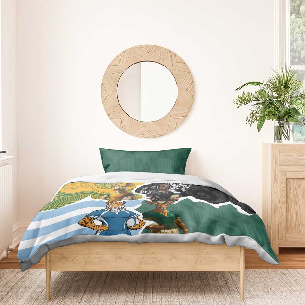 Rugby 2025 Championship Bedding Set Southern Hemisphere Countries Mascots - Aussie Hoodie