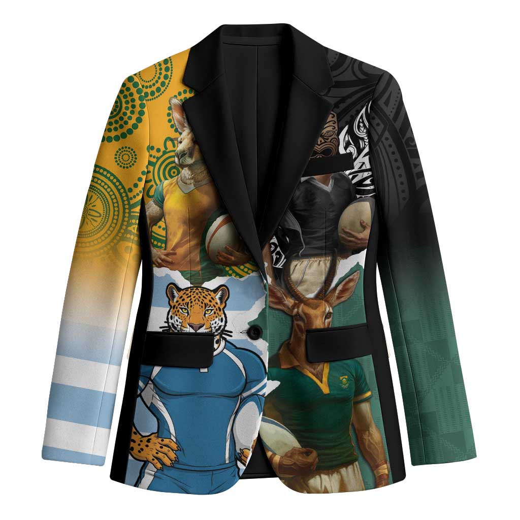 Personalised Rugby 2025 Championship Blazer Southern Hemisphere Countries Mascots - Aussie Hoodie