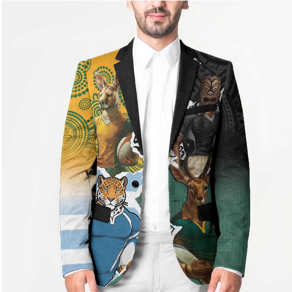 Personalised Rugby 2025 Championship Blazer Southern Hemisphere Countries Mascots - Aussie Hoodie