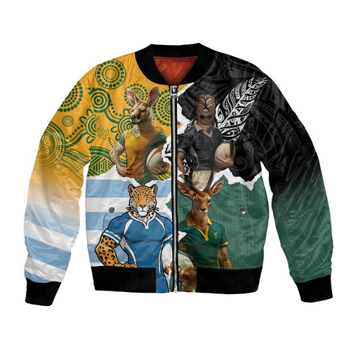 Personalised Rugby 2025 Championship Bomber Jacket Southern Hemisphere Countries Mascots - Aussie Hoodie