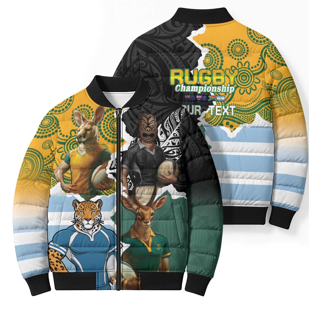 Personalised Rugby 2025 Championship Bomber Puffer Jacket Southern Hemisphere Countries Mascots - Aussie Hoodie
