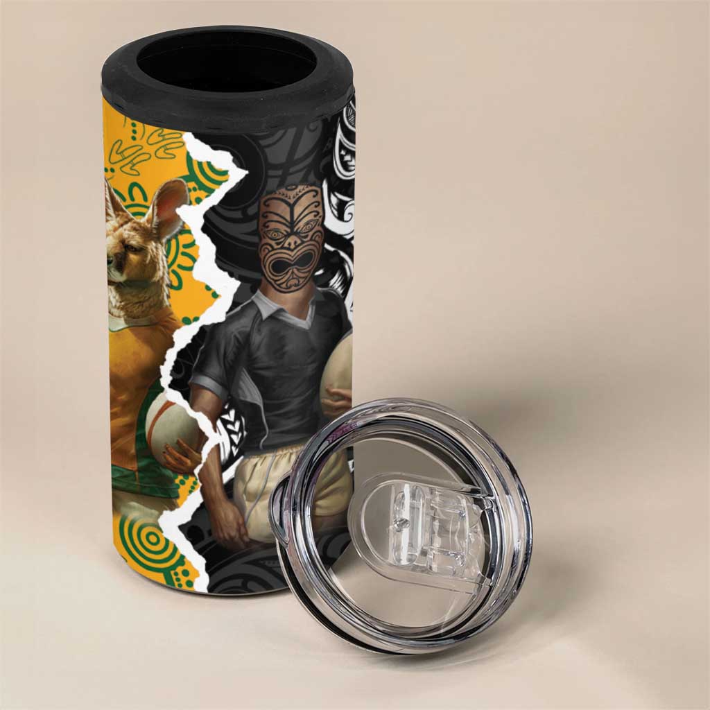 Rugby 2025 Championship 4 in 1 Can Cooler Tumbler Southern Hemisphere Countries Mascots - Aussie Hoodie