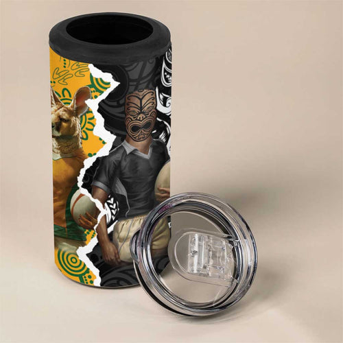 Rugby 2025 Championship 4 in 1 Can Cooler Tumbler Southern Hemisphere Countries Mascots - Aussie Hoodie