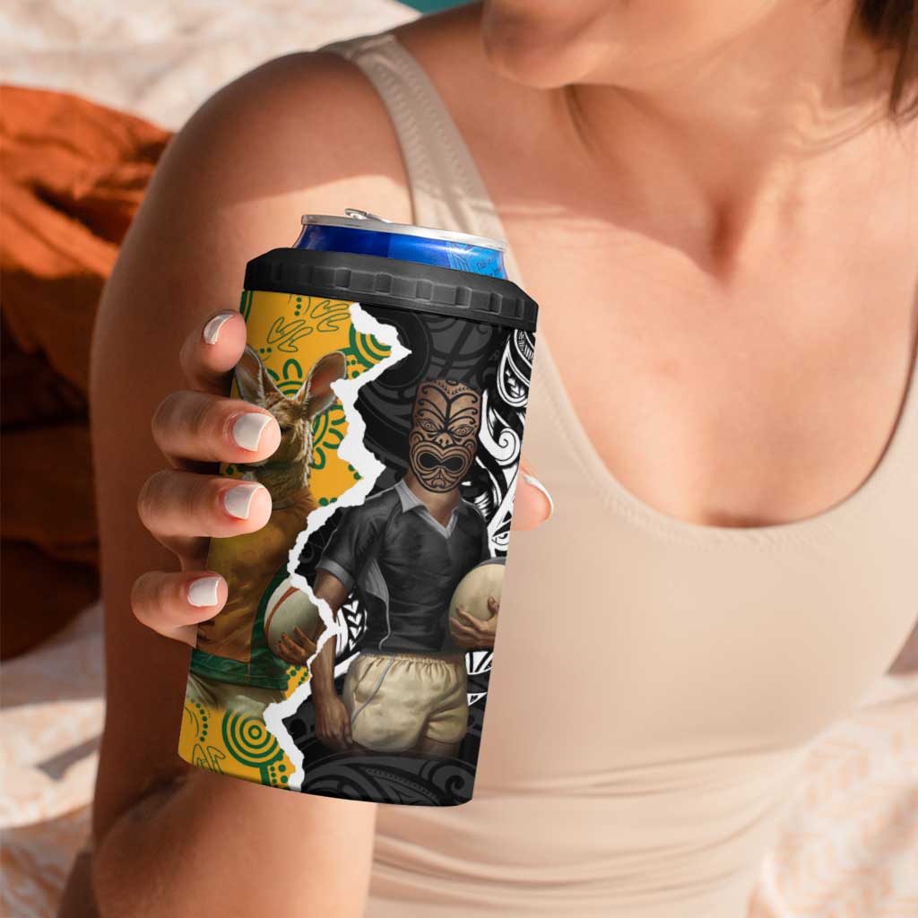 Rugby 2025 Championship 4 in 1 Can Cooler Tumbler Southern Hemisphere Countries Mascots - Aussie Hoodie