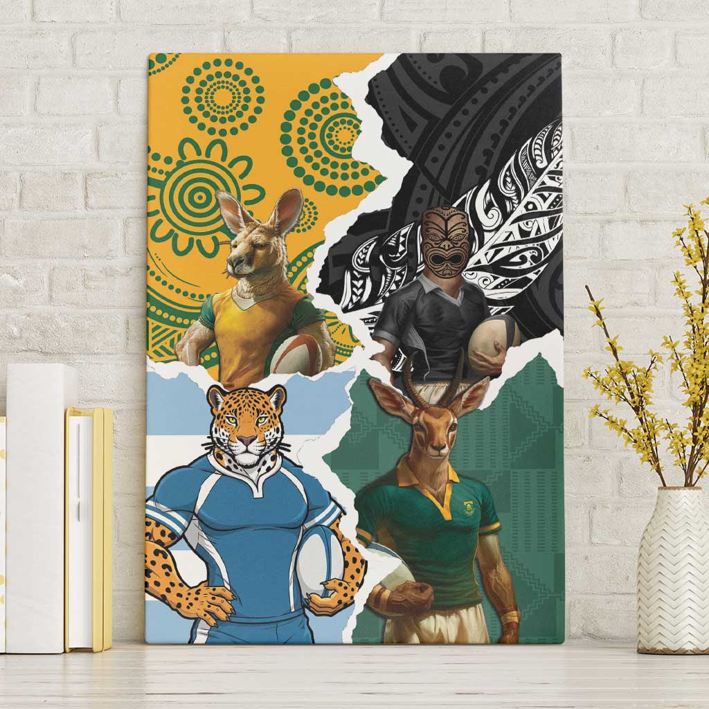 Rugby 2025 Championship Canvas Wall Art Southern Hemisphere Countries Mascots - Aussie Hoodie