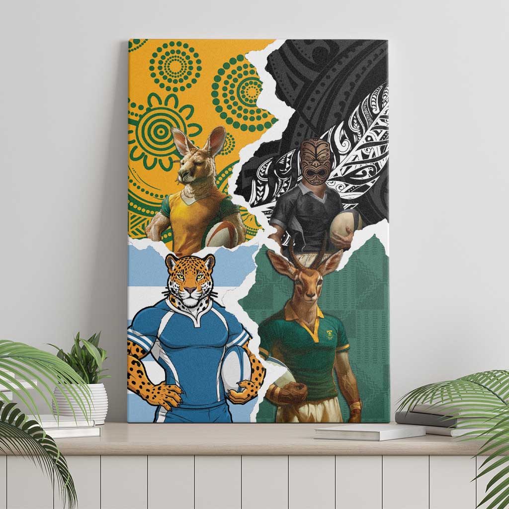 Rugby 2025 Championship Canvas Wall Art Southern Hemisphere Countries Mascots - Aussie Hoodie