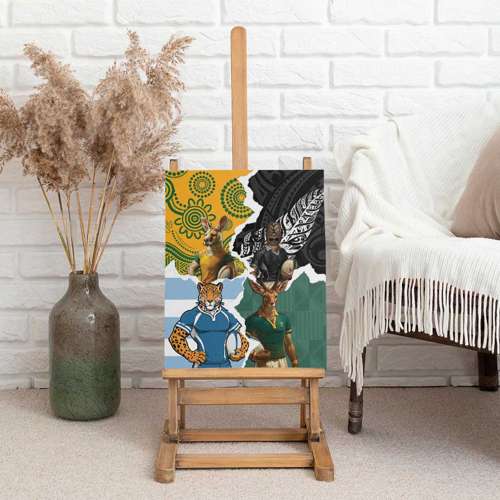 Rugby 2025 Championship Canvas Wall Art Southern Hemisphere Countries Mascots - Aussie Hoodie
