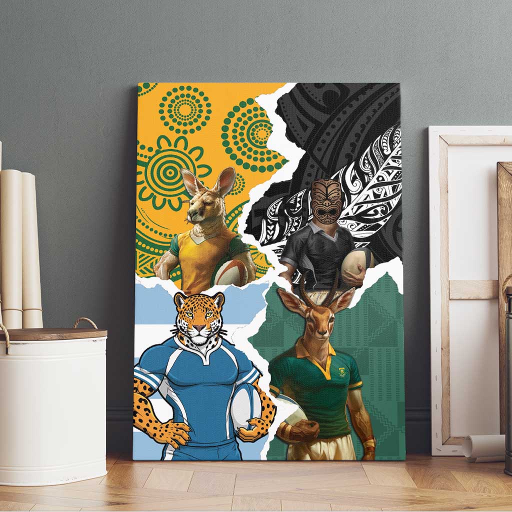 Rugby 2025 Championship Canvas Wall Art Southern Hemisphere Countries Mascots - Aussie Hoodie