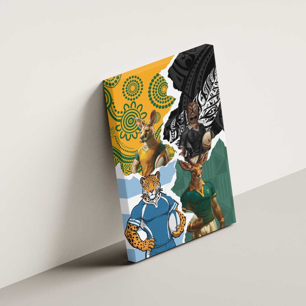 Rugby 2025 Championship Canvas Wall Art Southern Hemisphere Countries Mascots - Aussie Hoodie