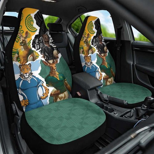 Rugby 2025 Championship Car Seat Cover Southern Hemisphere Countries Mascots - Aussie Hoodie