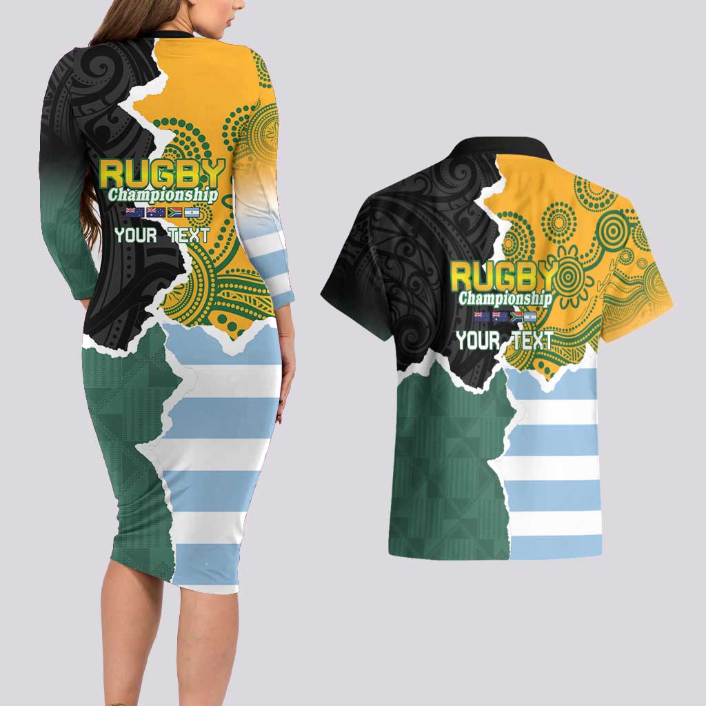 Personalised Rugby 2025 Championship Couples Matching Long Sleeve Bodycon Dress and Hawaiian Shirt Southern Hemisphere Countries Mascots - Aussie Hoodie