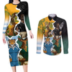Personalised Rugby 2025 Championship Couples Matching Long Sleeve Bodycon Dress and Long Sleeve Button Shirt Southern Hemisphere Countries Mascots - Aussie Hoodie
