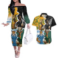 Personalised Rugby 2025 Championship Couples Matching Off The Shoulder Long Sleeve Dress and Hawaiian Shirt Southern Hemisphere Countries Mascots - Aussie Hoodie