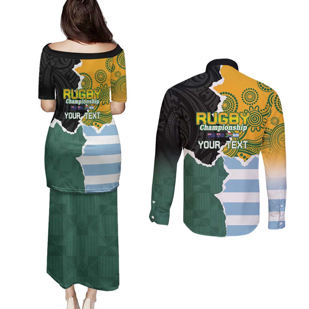 Personalised Rugby 2025 Championship Couples Matching Puletasi and Long Sleeve Button Shirt Southern Hemisphere Countries Mascots - Aussie Hoodie