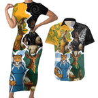 Personalised Rugby 2025 Championship Couples Matching Short Sleeve Bodycon Dress and Hawaiian Shirt Southern Hemisphere Countries Mascots - Aussie Hoodie